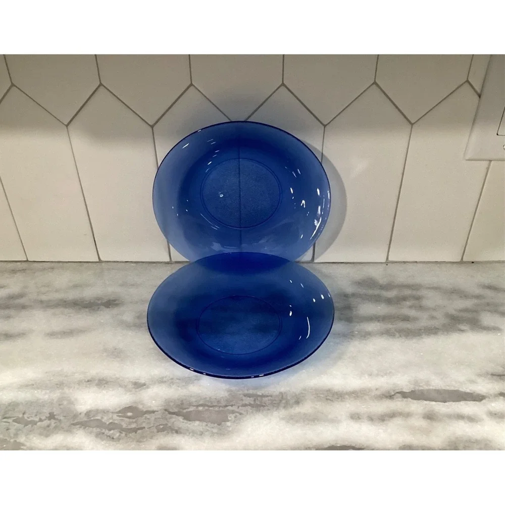 RESISTENTE BRAZIL Cobalt Blue Glass Pasta Bowls 8.75